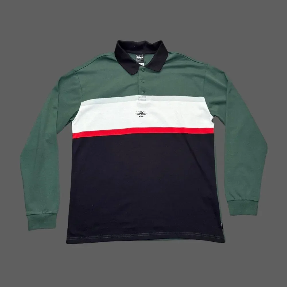 Quiksilver Mercury Rugby Polo Forest Green Large NWT